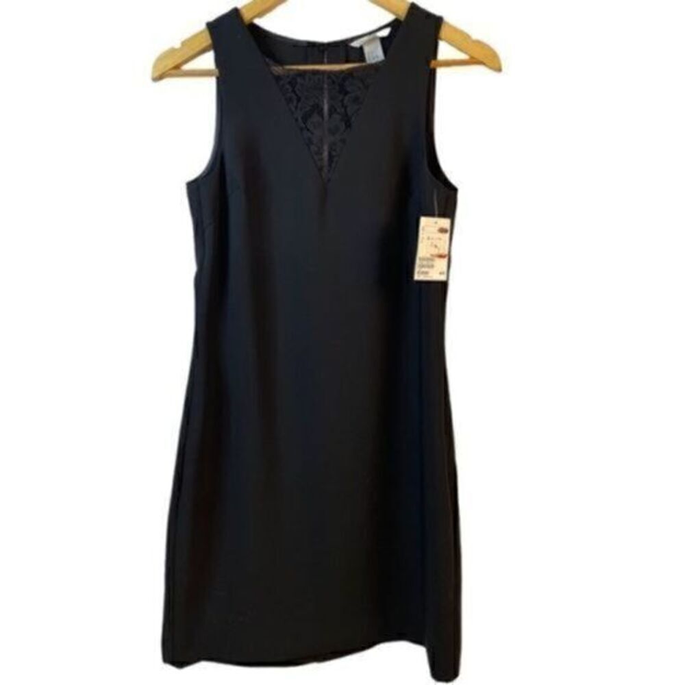 H&M Black Sleeveless Dress Lace Insert Cut Out Back Size 2